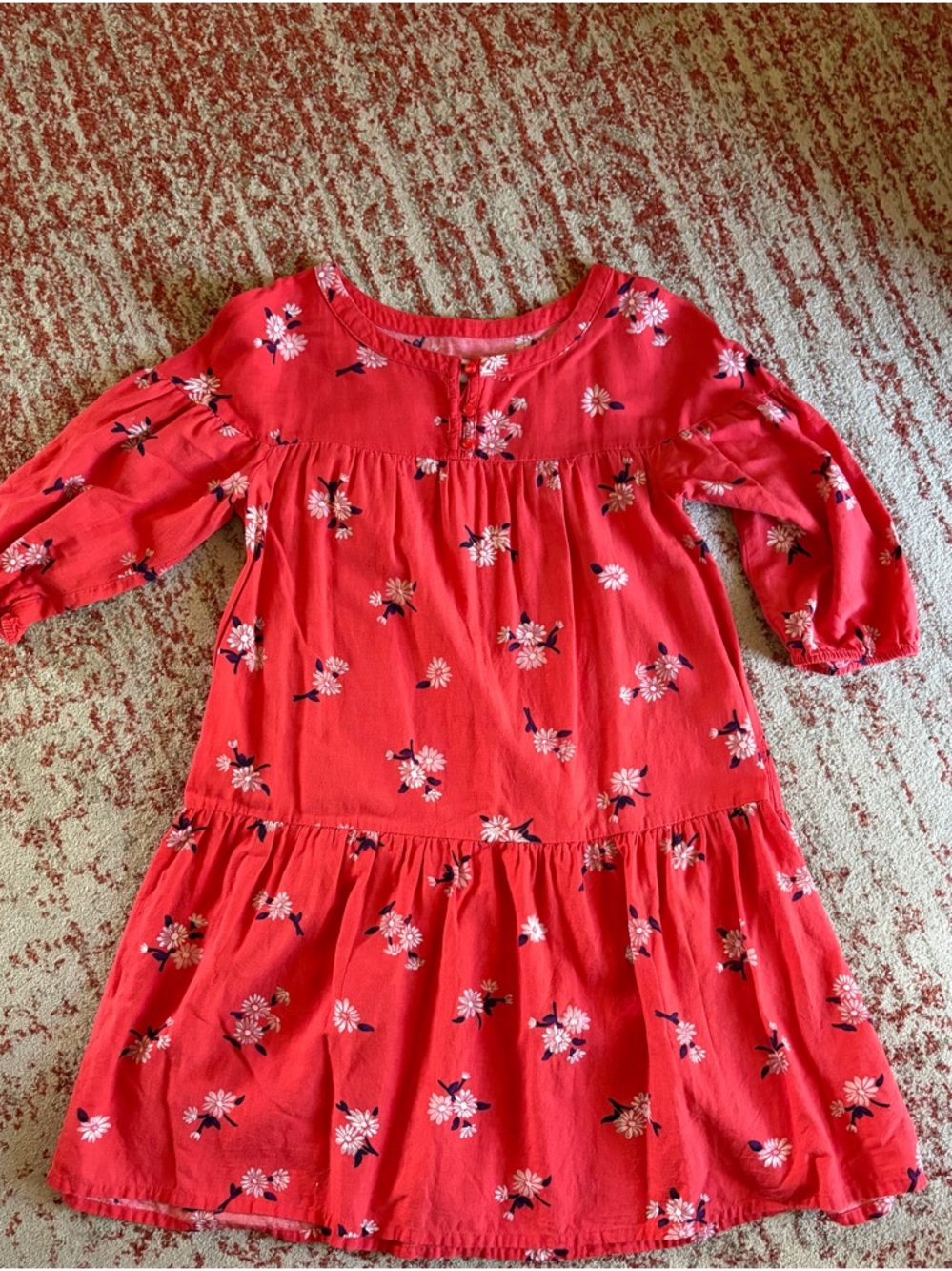 Girls' Coral Floral Tiered Dress
